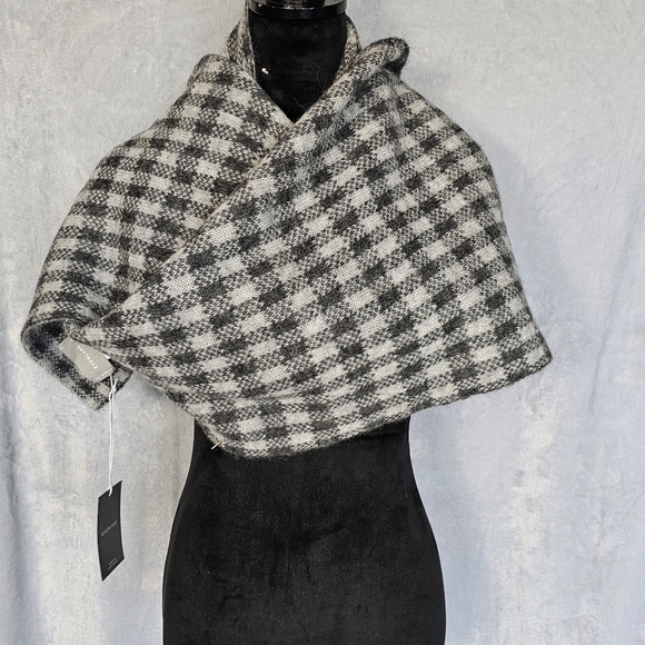 🆕Everlane Unisex The Alpaca Patterned Scarf Gray Buffalo Check One Size NWT - Picture 4 of 9